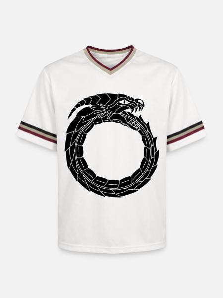 Devouring Black Dragon - Unisex Football Style Mesh T-Shirt - offwhite/burgundy