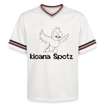 kloana Spotz-kleiner Spatz,Austrian dialect - Unisex Football Style Mesh T-Shirt - offwhite/burgundy - Front - AI Model Male 178 light (178cm) & AI Model Male 178 dark (178cm)