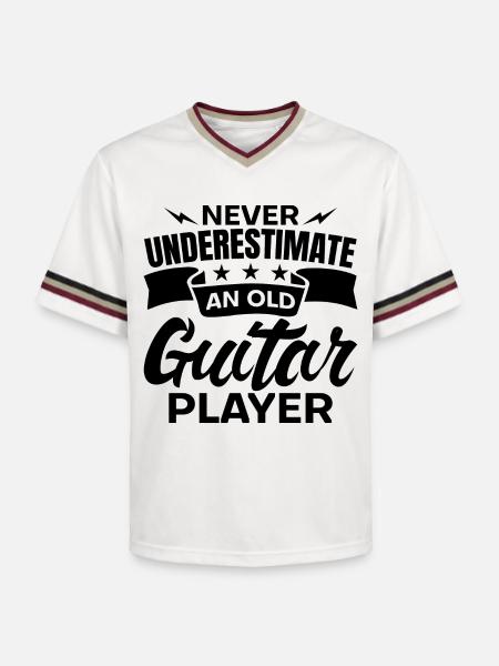 Old Guitarist - Unisex Football Style Mesh T-Shirt - offwhite/burgundy