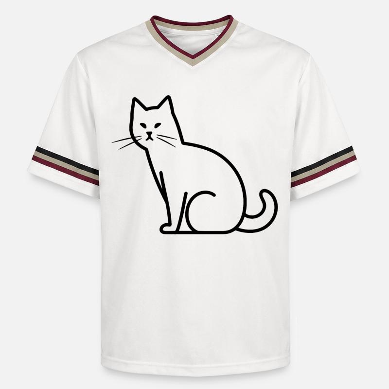 Dessin de chat - T-shirt de foot unisexe en mesh - blanc cassé/bordeaux