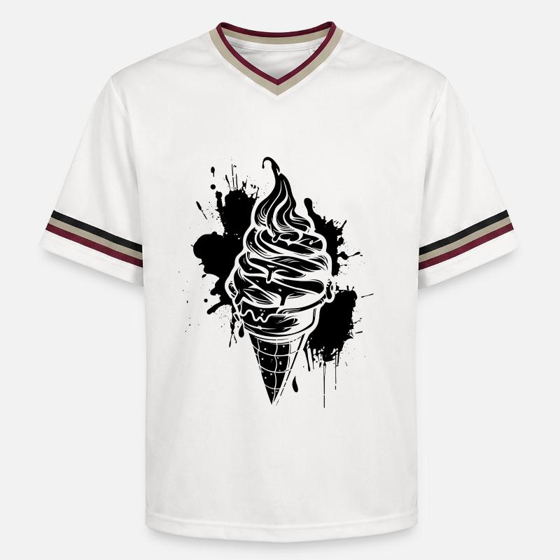 Eiswaffel Softeis - Unisex Football Style Mesh T-Shirt - Offwhite/Bordeaux