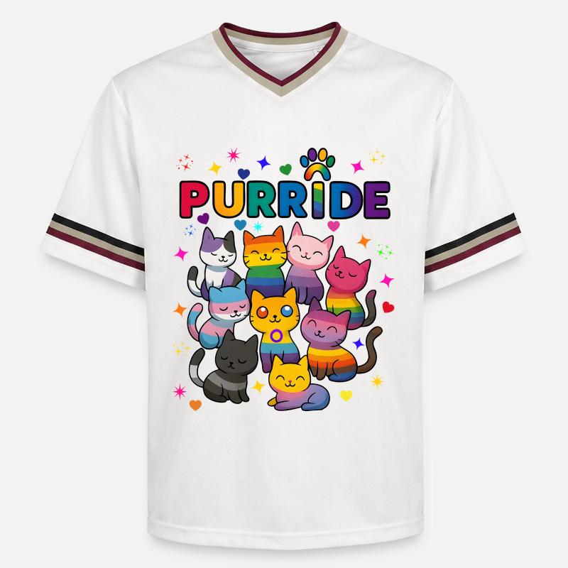 Purride Chats LGBT - Unisex Football Style Mesh T-Shirt - blanc cassé/bordeaux