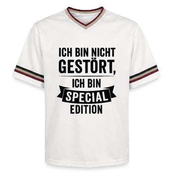 I'm Special Edition - Unisex Football Style Mesh T-Shirt - offwhite/burgundy - Front - AI Model Male 178 light (178cm) & AI Model Male 178 dark (178cm)