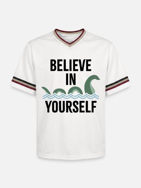 an sich selbst glauben - Unisex Football Style Mesh T-Shirt - Offwhite/Bordeaux