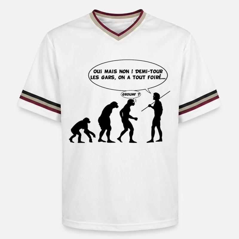 Erreur d'évolution (noir) - T-shirt de foot unisexe en mesh - blanc cassé/bordeaux