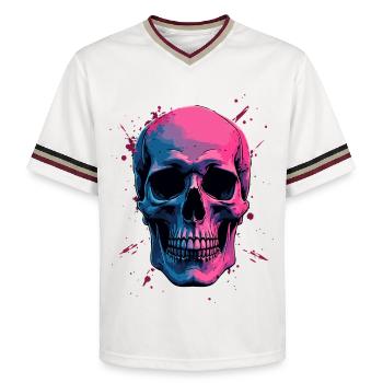 Neon Skull - Unisex Football Style Mesh T-Shirt - Offwhite/Bordeaux - Vorne - AI Model Male 178 light (178cm) & AI Model Male 178 dark (178cm)