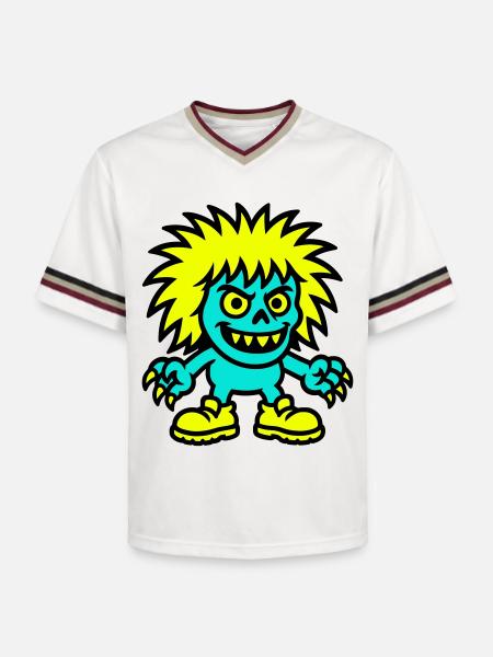 Monster with yellow hair - Unisex Football Style Mesh T-Shirt - offwhite/burgundy