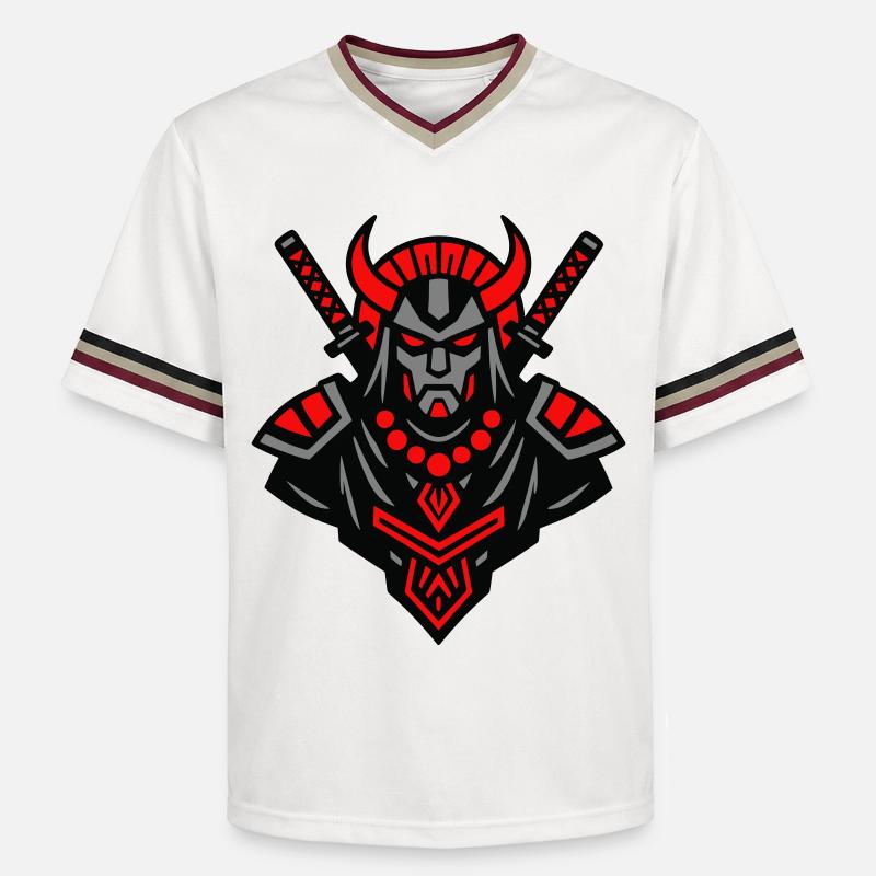 Samouraï Devil Warrior - T-shirt de foot unisexe en mesh - blanc cassé/bordeaux