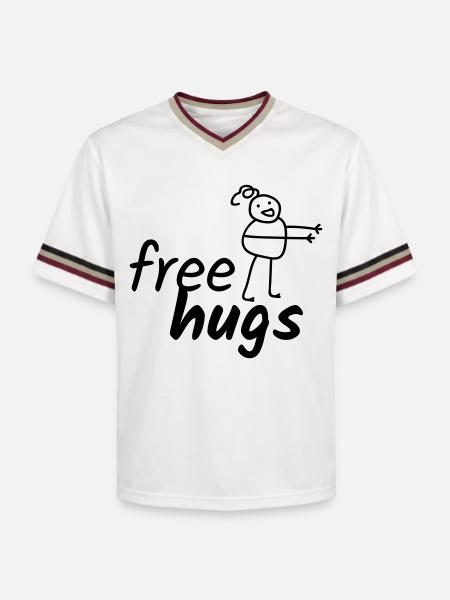 Free Hugs - Unisex Football Style Mesh T-Shirt - Offwhite/Bordeaux