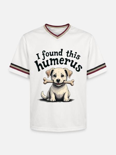I found this humerus - Unisex Football Style Mesh T-Shirt - offwhite/burgundy