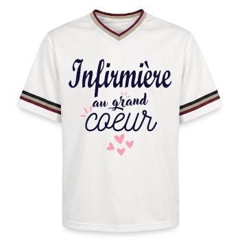 Cadeau infirmière personnalisé - super infirmière - T-shirt de foot unisexe en mesh - blanc cassé/bordeaux - Devant - AI Model Male 178 light (178cm) & AI Model Male 178 dark (178cm)