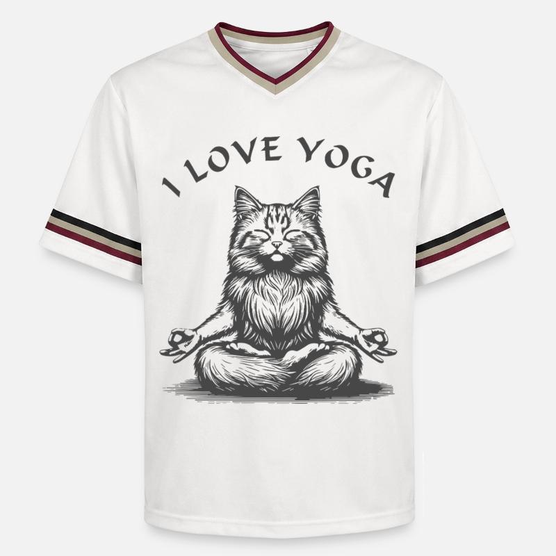 ChatsYoga Lotus Pose - T-shirt de foot unisexe en mesh - blanc cassé/bordeaux