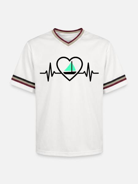 Heart Sailing – Passion Boat - Unisex Football Style Mesh T-Shirt - offwhite/burgundy