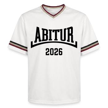 Abitur 2026 (Abiturient / Abi 26 / Konkav / B) - Unisex Football Style Mesh T-Shirt - Offwhite/Bordeaux - Vorne - AI Model Male 178 light (178cm) & AI Model Male 178 dark (178cm)