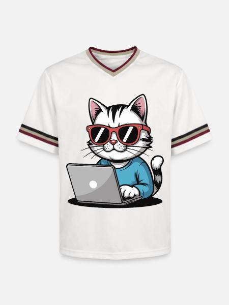 Cats_laptop - T-shirt de foot unisexe en mesh - blanc cassé/bordeaux