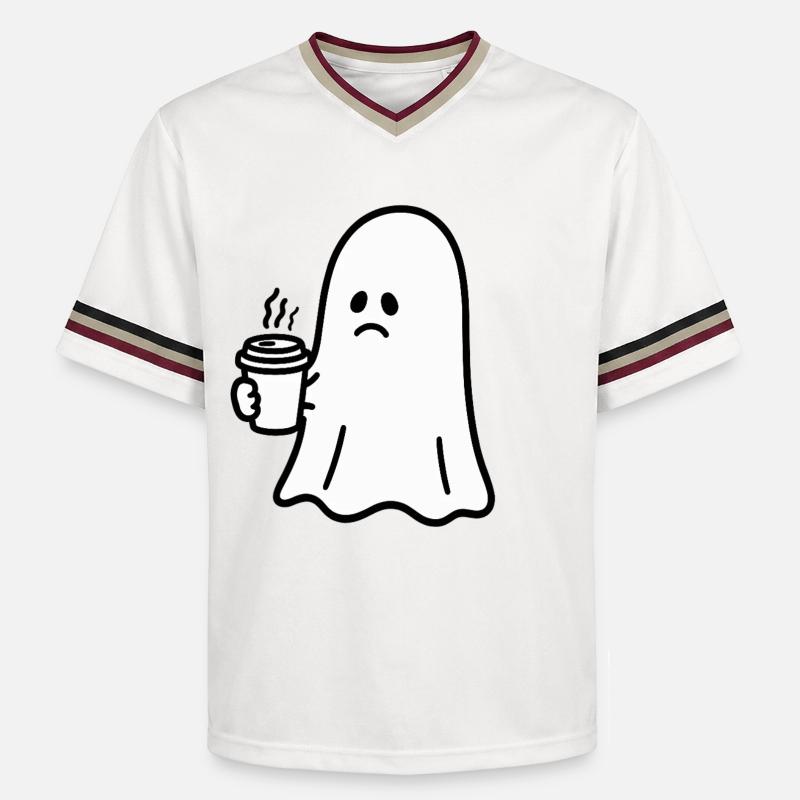 Geist Kaffee Halloween Süßes oder Saures - Unisex Football Style Mesh T-Shirt - Offwhite/Bordeaux