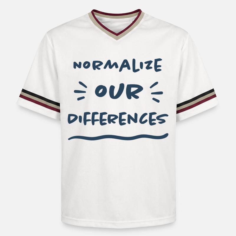 Normalize our Differences - Inclusion - Unisex Football Style Mesh T-Shirt - offwhite/burgundy