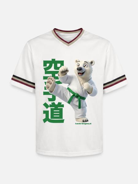 Karate Eisbär - Unisex Football Style Mesh T-Shirt - Offwhite/Bordeaux