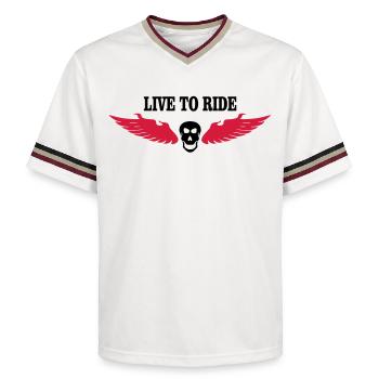 biker - Unisex Football Style Mesh T-Shirt - offwhite/burgundy - Front - AI Model Male 178 light (178cm) & AI Model Male 178 dark (178cm)