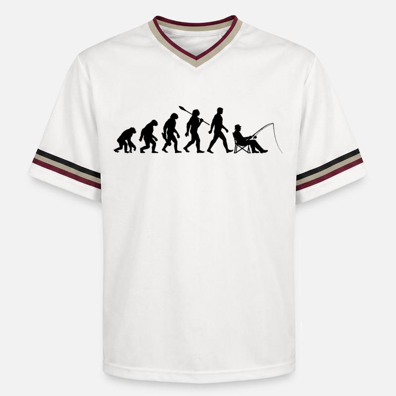 Evolution - Pêche, Cadeau de pêcheur - Unisex Football Style Mesh T-Shirt - blanc cassé/bordeaux