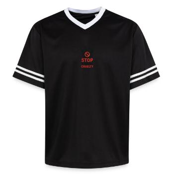 Stopp Tierquälerei Pfotenabdruck - Unisex Football Style Mesh T-Shirt - Offwhite/Bordeaux - Vorne - AI Model Male 178 light (178cm) & AI Model Male 178 dark (178cm)