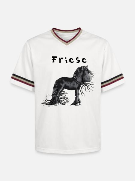 Niedliches Friesenpferd - Unisex Football Style Mesh T-Shirt - Offwhite/Bordeaux