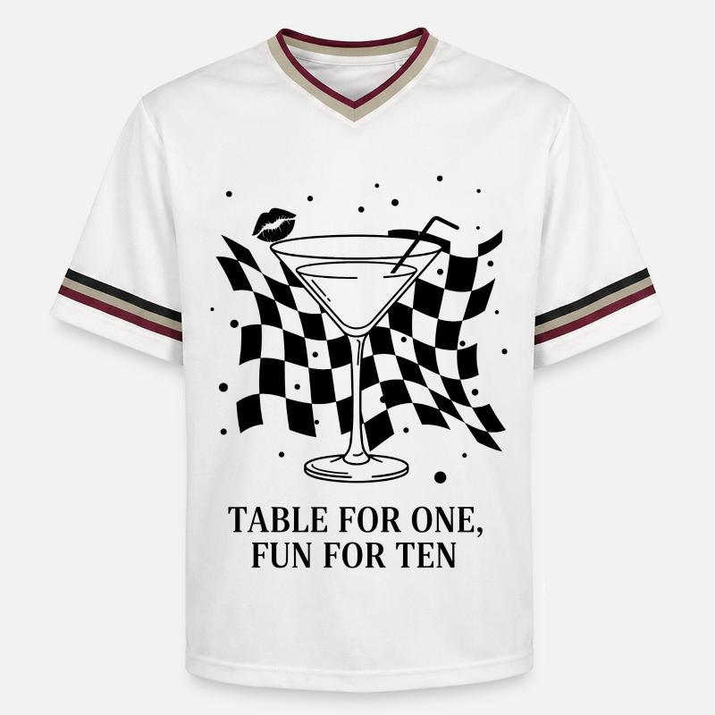 Table For One Martini Party - Unisex Football Style Mesh T-Shirt - Offwhite/Bordeaux