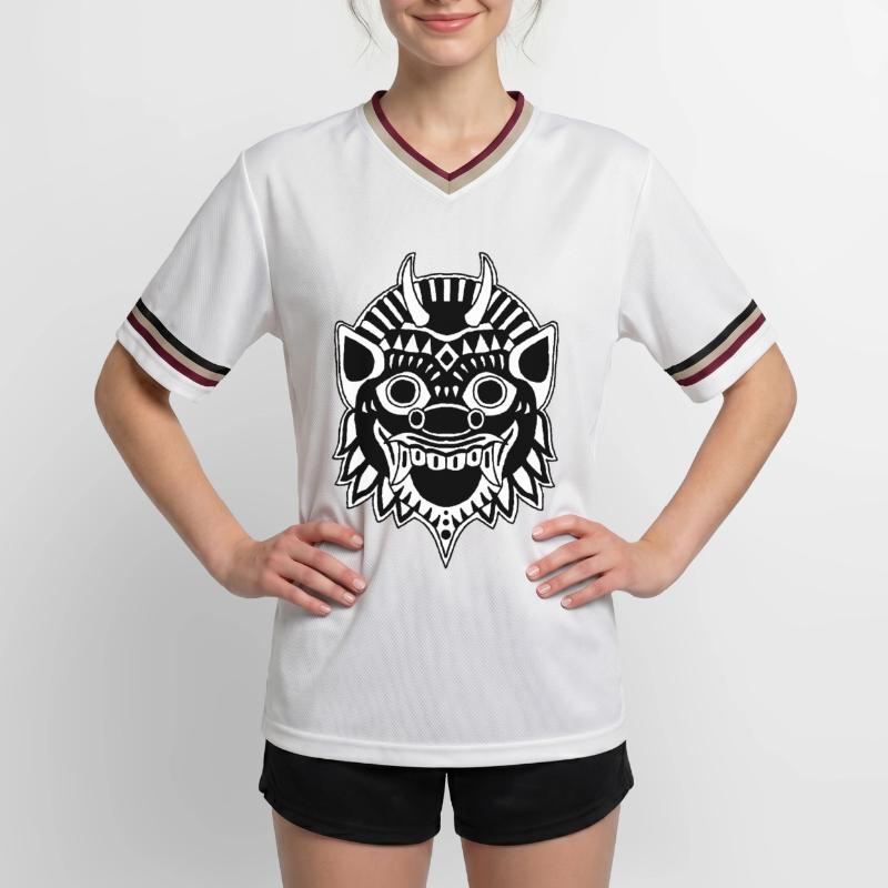 Drache oder Dämon? Unisex Football Style Mesh T-Shirt