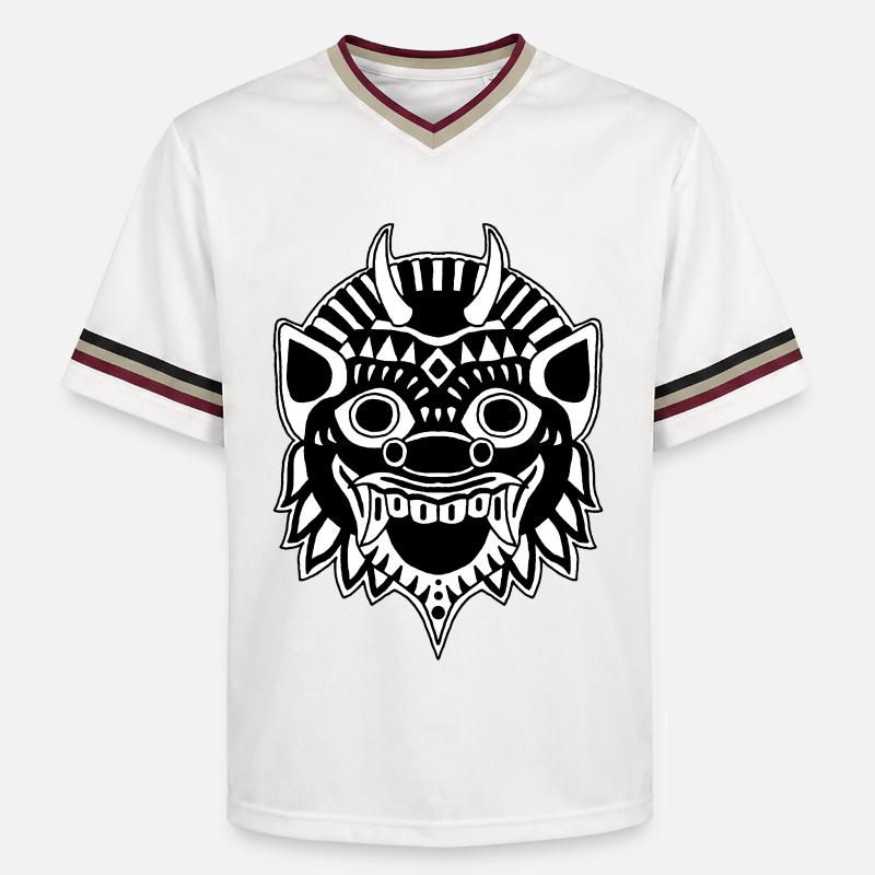 Drache oder Dämon? - Unisex Football Style Mesh T-Shirt - Offwhite/Bordeaux