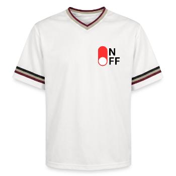 ON/OFF mode - Unisex Football Style Mesh T-Shirt - offwhite/burgundy - Front - AI Model Male 178 light (178cm) & AI Model Male 178 dark (178cm)