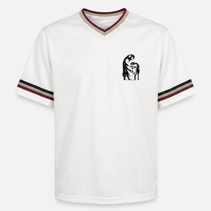 Figures abstraites s’embrassent créativement - T-shirt de foot unisexe en mesh - blanc cassé/bordeaux