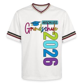 Graduation from primary school in 2026 - Unisex Football Style Mesh T-Shirt - offwhite/burgundy - Front - AI Model Male 178 light (178cm) & AI Model Male 178 dark (178cm)