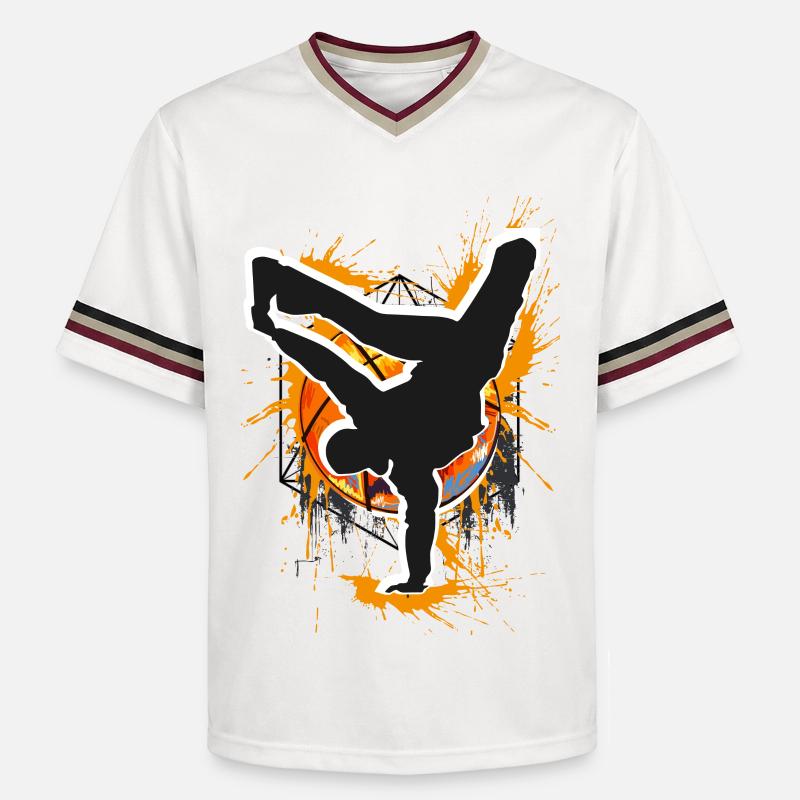 Breakdance - Breakdancer - Breakdancing - Bboy - T-shirt de foot unisexe en mesh - blanc cassé/bordeaux
