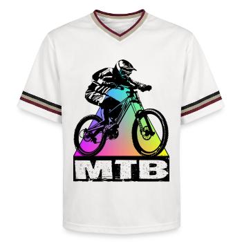 MTB Bike - Unisex Football Style Mesh T-Shirt - Offwhite/Bordeaux - Vorne - AI Model Male 178 light (178cm) & AI Model Male 178 dark (178cm)
