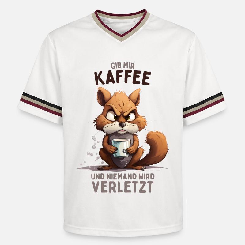 Wütendes Eichhörnchen mit Kaffee - Unisex Football Style Mesh T-Shirt - Offwhite/Bordeaux