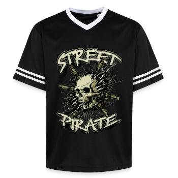 Straßenpirat - Unisex Football Style Mesh T-Shirt - Offwhite/Bordeaux - Vorne - AI Model Male 178 light (178cm) & AI Model Male 178 dark (178cm)