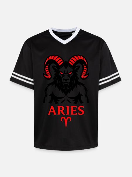 Aries Sternzeichen mit Hörnersymbol - Unisex Football Style Mesh T-Shirt - Offwhite/Bordeaux