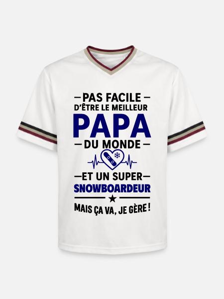 Heart + Snowboard – Super Snowboarder Dad - Unisex Football Style Mesh T-Shirt - offwhite/burgundy