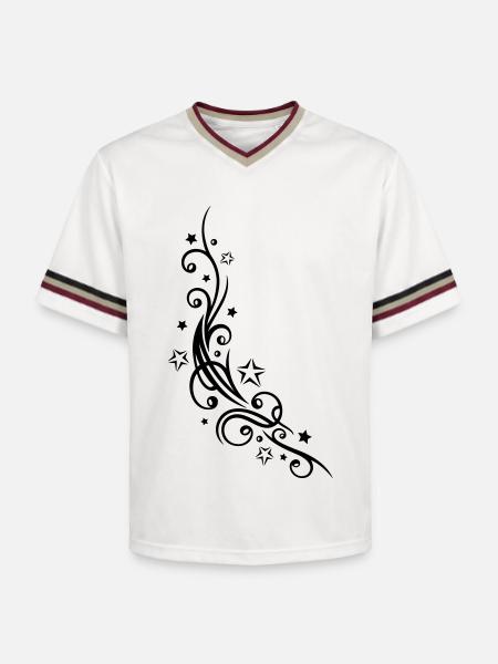 Ornement de tatouage tribal avec des étoiles. - T-shirt de foot unisexe en mesh - blanc cassé/bordeaux