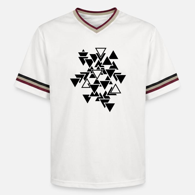 Triangles graphic pattern - Unisex Football Style Mesh T-Shirt - offwhite/burgundy