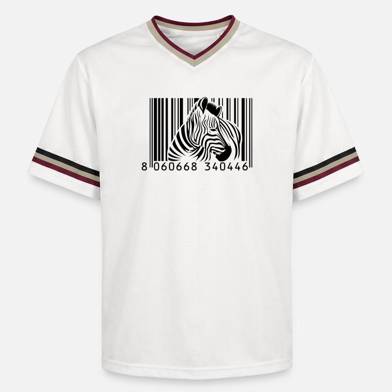 Barcode Zebra - Unisex Football Style Mesh T-Shirt - Offwhite/Bordeaux