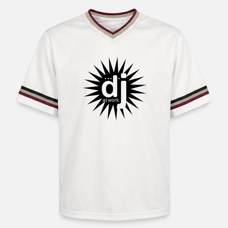 dj_at_work - Unisex Football Style Mesh T-Shirt - offwhite/burgundy