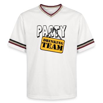 Party Drinking Team , Party Spruch Shirt (25) - Unisex Football Style Mesh T-Shirt - Offwhite/Bordeaux - Vorne - AI Model Male 178 light (178cm) & AI Model Male 178 dark (178cm)