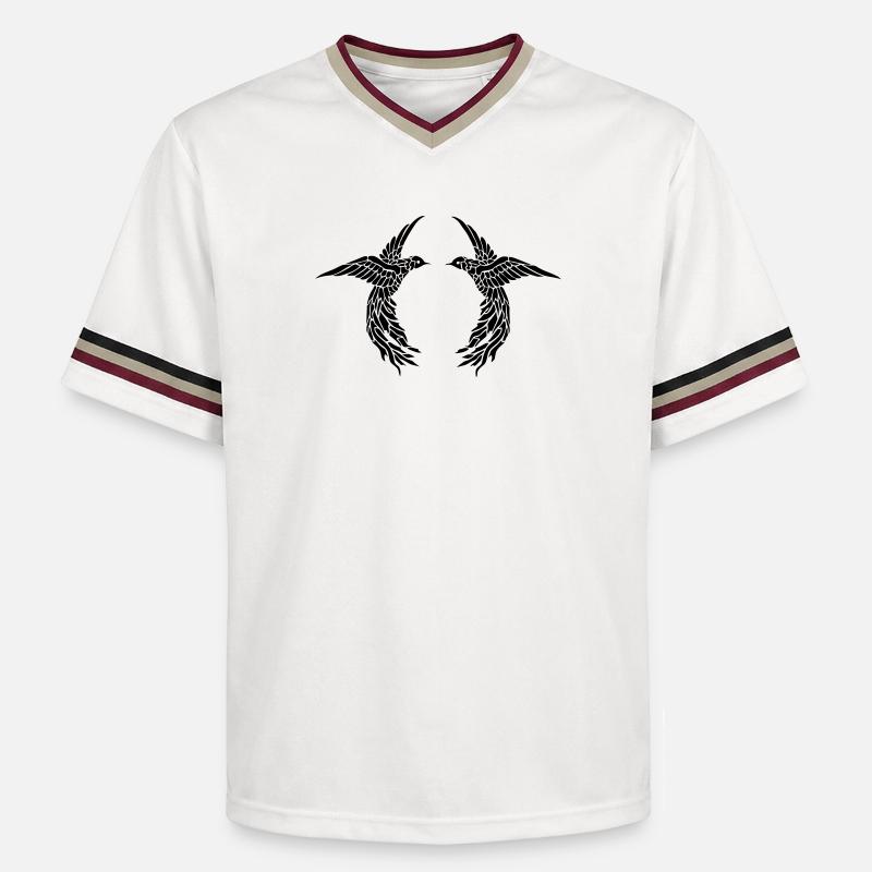 Deux oiseaux - T-shirt de foot unisexe en mesh - blanc cassé/bordeaux