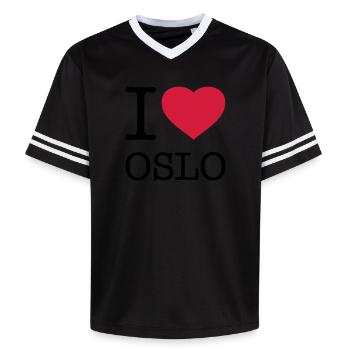 J’AIME OSLO Norvège - T-shirt de foot unisexe en mesh - blanc cassé/bordeaux - Devant - AI Model Male 178 light (178cm) & AI Model Male 178 dark (178cm)
