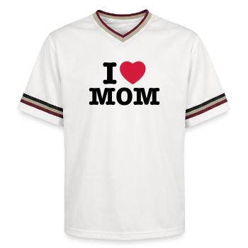 i love mom - i heart mom - i liebe mutti mama - Unisex Football Style Mesh T-Shirt - Offwhite/Bordeaux - Vorne - AI Model Male 178 light (178cm) & AI Model Male 178 dark (178cm)