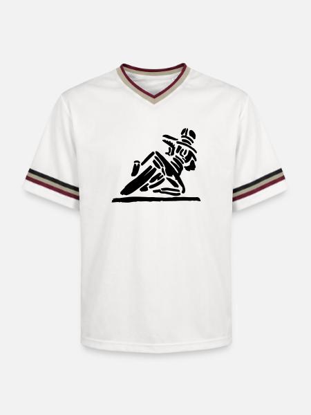 Hanging_of - Unisex Football Style Mesh T-Shirt - Offwhite/Bordeaux