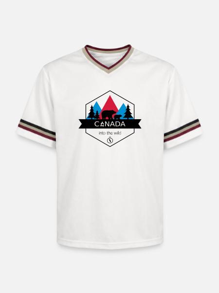 Kanada in die Wildnis mit Bären und Wald - Unisex Football Style Mesh T-Shirt - Offwhite/Bordeaux