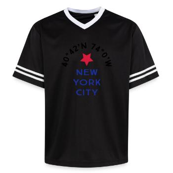 New York City - Unisex Football Style Mesh T-Shirt - offwhite/burgundy - Front - AI Model Male 178 light (178cm) & AI Model Male 178 dark (178cm)