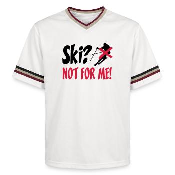 I hate skis - Unisex Football Style Mesh T-Shirt - offwhite/burgundy - Front - AI Model Male 178 light (178cm) & AI Model Male 178 dark (178cm)